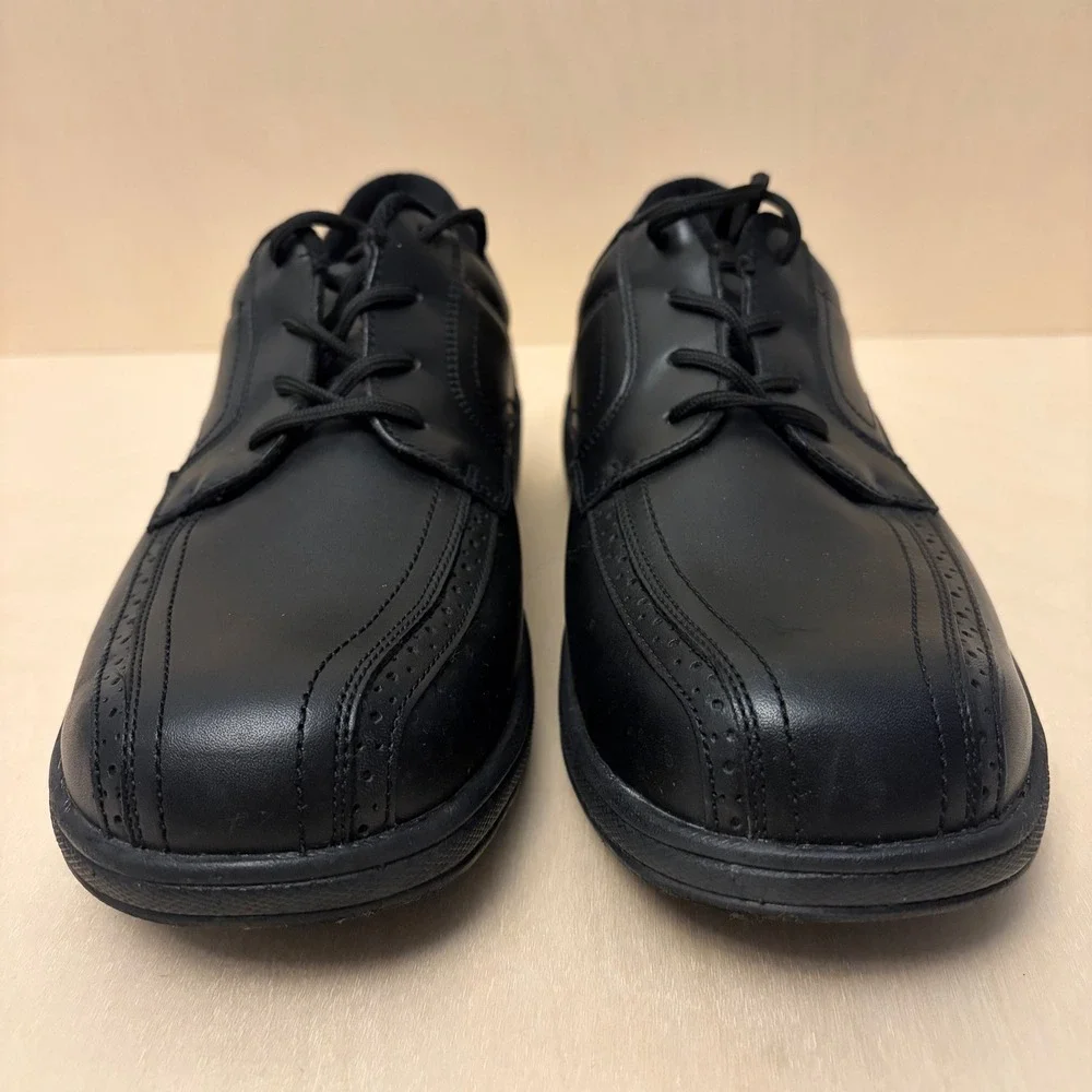 Orthofeet Dress Shoe Men 12 Extra Wide 4E Black Leather Orthopedic Oxfords